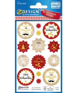 Avery Etiket Z-design Christmas pakje a 1 vel gouden kerst