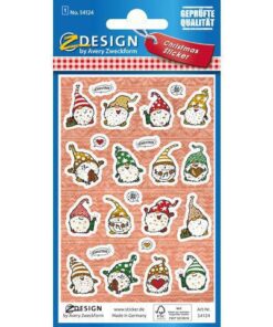 Avery Etiket Z-design Christmas pakje a 1 vel kerstdwergen