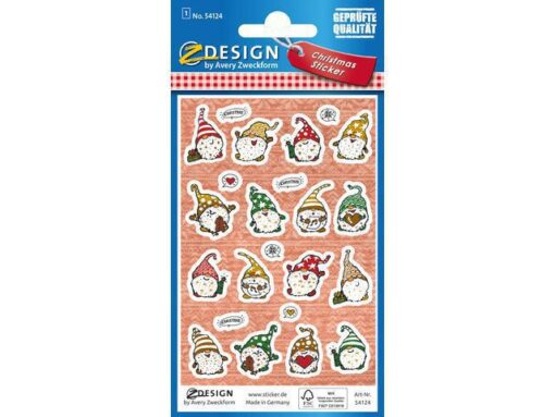 Avery Etiket Z-design Christmas pakje a 1 vel kerstdwergen