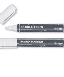 Glasbordmarker Sigel set 2 stuks wit ronde punt 2-3 mm