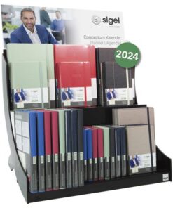 Inhoud display Conceptum agenda's 2024 HC kleur+casual      display acryl SP011, topper ST111