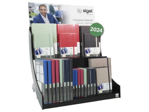 Inhoud display Conceptum agenda's 2024 HC kleur+casual      display acryl SP011, topper ST111