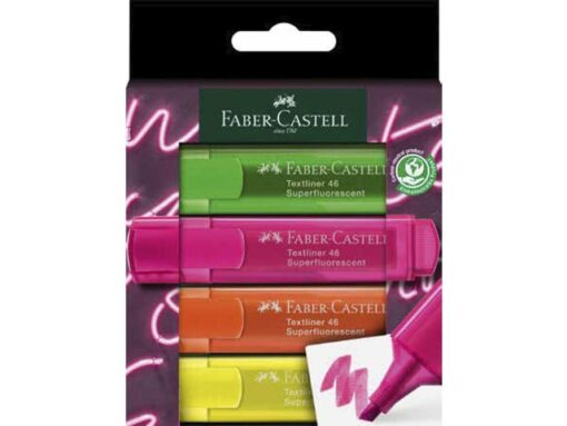 Faber Castell Tekstmarkers Faber-Castell 46 neon 4 stuks in karton etui