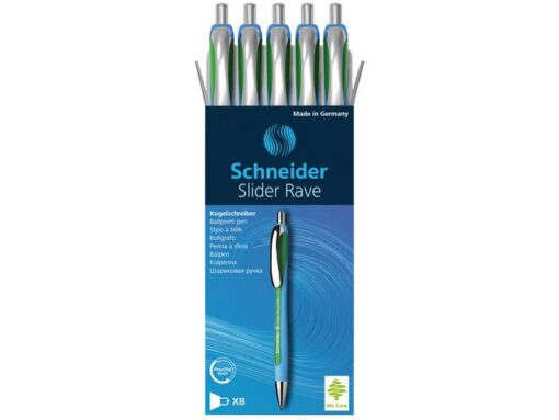 Balpen Schneider Slider Rave XB groen doos 5 stuks