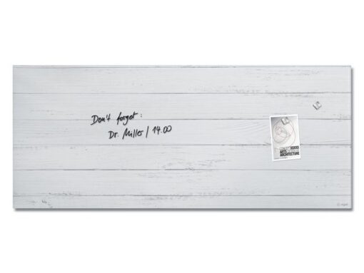 Glasmagneetbord Sigel mat WHITE WOOD 1300x550x15mm 3 magn + bevestigingsmat.