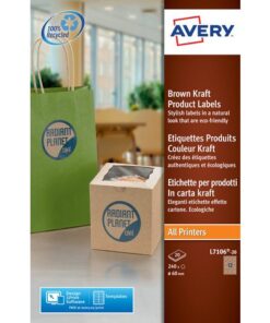 Produktetiket Avery rond 60mm bruin 20 vel 12 etiketten per vel