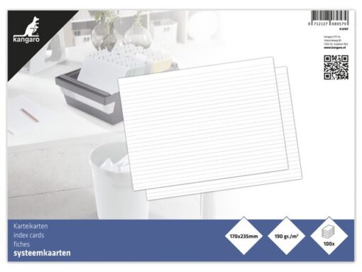 Kangaro KTC Systeemkaart Kangaro 170x235mm lijn 190 grams pak a 100 vel