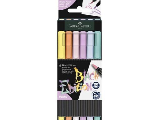 Faber Castell Brushpen Faber-Castell Black edition pastel 6 stuks in      karton etui