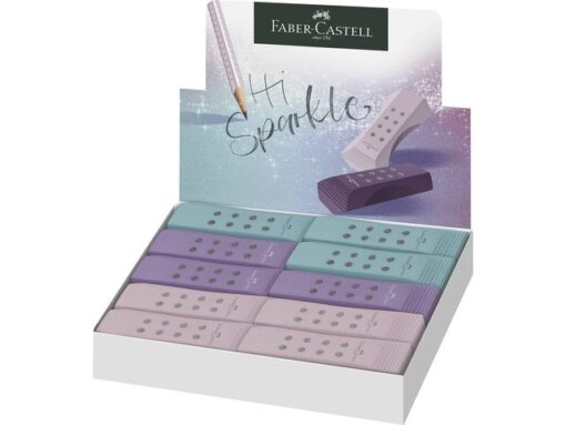 Faber Castell Gum Faber-Castell RollOn Sparkle display 20 stuks assorti kleur: rose,violet en ocean metallic