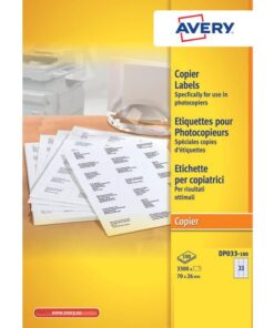 Kopieeretiket Avery 70x26mm 100 vel 33 etiketten per vel wit
