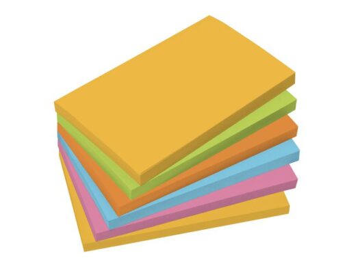 Memoblaadjes Sigel 6x100vel 75x125mm geel, groen, oranje,   roze, blauw