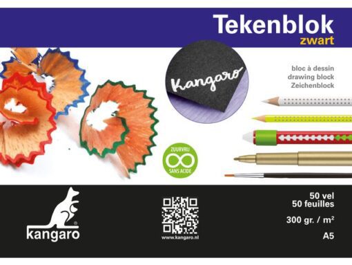 Tekenblok Kangaro A5 300 gram 50 vel zwart