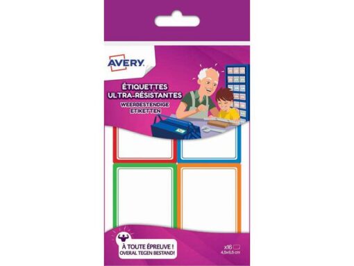 Vierkant etiket Avery 16stuks ultra sterk, 16 stuks, assorti