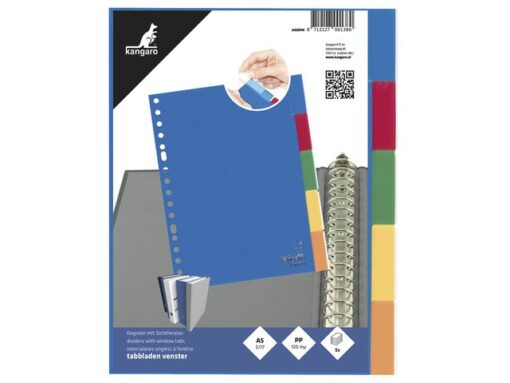 Kangaro KTC Tabblad Kangaro A5 venster PP 120 micron assorti 17-gaats   5-delig