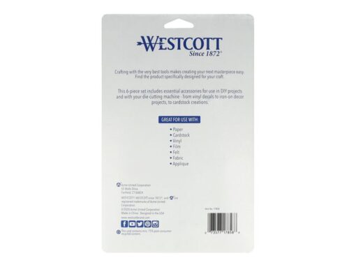 Crafttoolset Westcott 6 delig schraper, schaar met          bescherm- kap, pelhaak, spatel en pincet