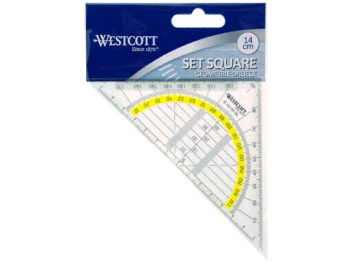 Geodriehoek Westcott 14 cm in zakje met kopkaart