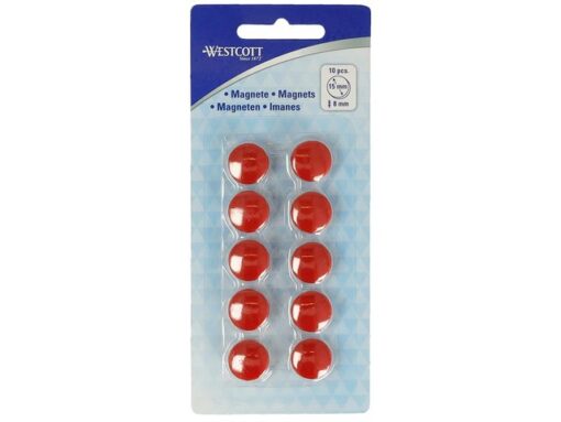 Magneet Westcott rood pak à 10st. Ø 15x8mm, 100g
