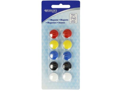 Magneet Westcott assorti pak à 10st. Ø 15x8mm, 100g
