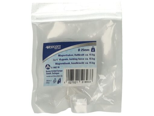 Magneet Westcott met haak 25mm wit. Trekkracht +/- 15kg