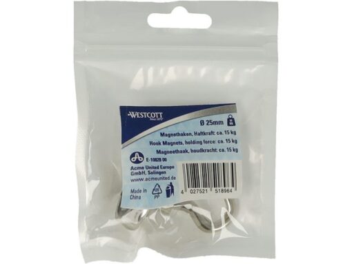 Magneet Westcott met haak 25mm zilver. Trekkracht +/- 15kg