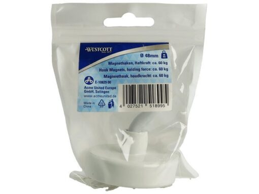 Magneet Westcott met haak 48mm wit. Trekkracht +/- 60kg