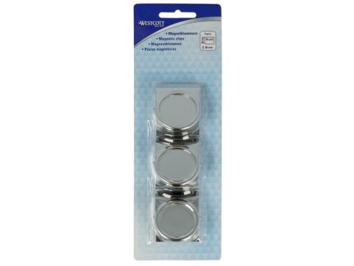 Magneetclip Westcott 45x38mm 3 stuks verchroomd