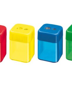 Puntenslijper dubbel metalen slijper in vierkant opvangbakje assorti. 12 stuks in display.