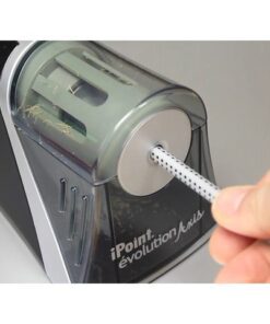 iPoint evolution Axis. Met Titanium bonded mesje. Start automatisch. 2 jaar garantie. Elektrische puntenslijper met automatische slijpstop voor potloden en kleurpotloden met een diameter tot 8 mm. Modern design