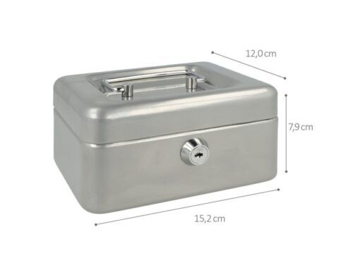 Geldkist Westcott 152x120x79mm zilver, kunststof inzet met  6 vakken