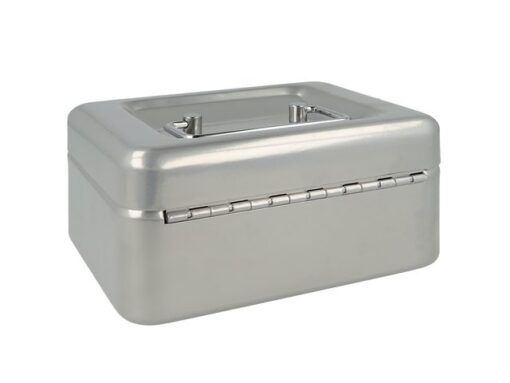 Geldkist Westcott 152x120x79mm zilver, kunststof inzet met  6 vakken