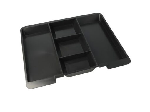Geldkist Westcott 301x242x91mm zilvergrijs, kunststof inzet met 5 vakken