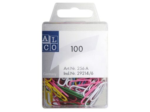 Paperclips Alco 26mm rond doos a 100 stuks assorti kleuren