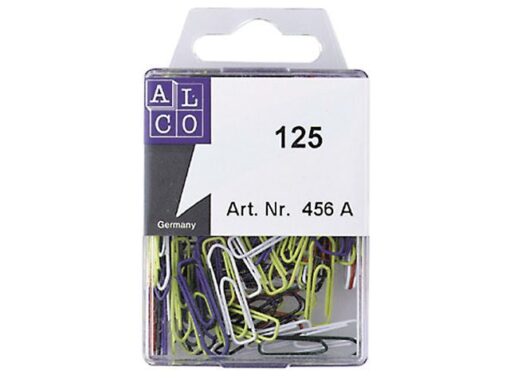 Paperclips Alco 26mm hoekig assorti kleuren 125 stuks in    doos