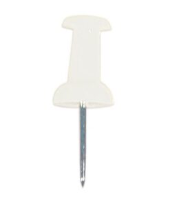 Pushpin met kunststof kop en stalen punt. Voor gebruik op o.a. bulletin- en textielprikborden. Stiftlengte 10 mm. Leverbaar in meerdere kleuren en assorti. Verpakt in een kunststof doosje à 40 stuks. Kleur wit.