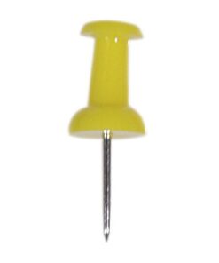 Pushpin met kunststof kop en stalen punt. Voor gebruik op o.a. bulletin- en textielprikborden. Stiftlengte 10 mm. Leverbaar in meerdere kleuren en assorti. Verpakt in een kunststof doosje à 40 stuks. Kleur geel.