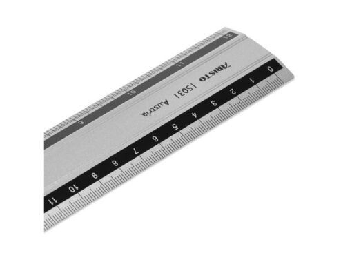 Liniaal Aristo 30cm aluminium met rubber inleg