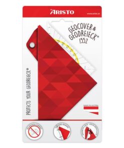 Geocover in een rood design inclusief geodriehoek AR-1552 16cm. Gemaakt van milieuvriendelijke FSC-gecertificeerde materialen in Oostenrijk. De perforatie maken het opbergen in een map mogelijk. Geocover heeft een magnetische sluiting en biedt optimale productbescherming en verlengt de levensduur van je geodriehoek.