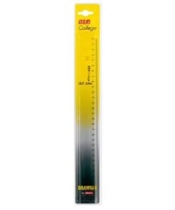 Transparante liniaal met facetrand en cm/mm schaalverdeling. Gemaakt van Polystyrol. Lengte 30cm.