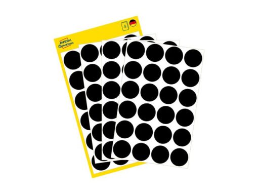 Avery etiket Zweckform 18mm rond 4 vel a 24 etiketjes zwart