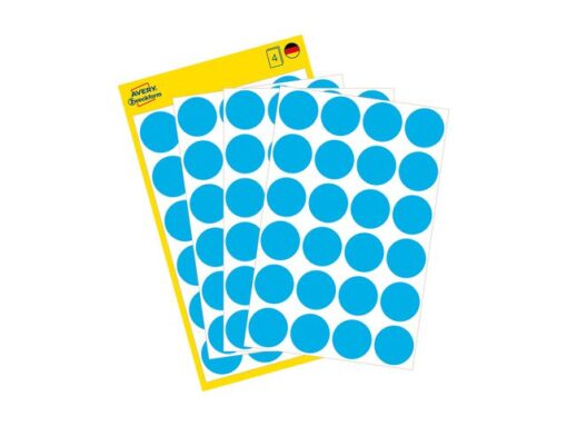 Avery etiket Zweckform 18mm rond 4 vel a 24 etiketjes blauw