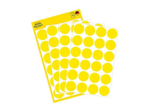Avery etiket Zweckform 18mm rond 4 vel a 24 etiketjes geel