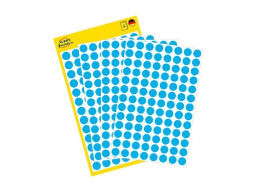 Avery etiket Zweckform 8mm rond 4 vel a 104 etiketjes blauw