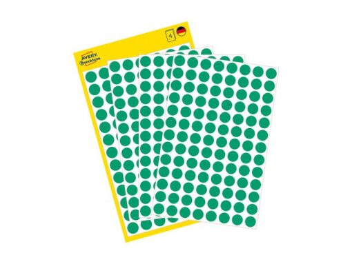 Avery etiket Zweckform 8mm rond 4 vel a 104 etiketjes groen
