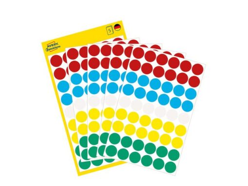 Avery etiket Zweckform 12mm rond blister a 270 etiketjes assorti