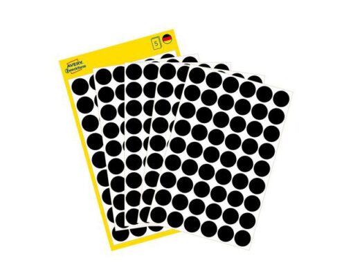 Avery etiket Zweckform 12mm rond 5 vel a 54 etiketjes zwart