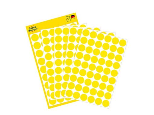 Avery etiket Zweckform 12mm rond 5 vel a 54 etiketjes geel