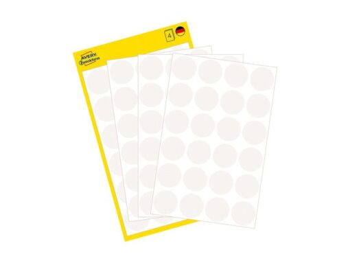 Avery etiket Zweckform 18mm rond 4 vel a 24 etiketjes wit