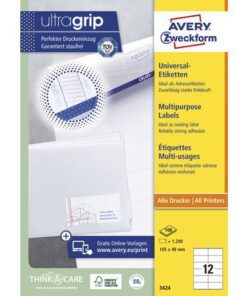 dankzij Avery Zweckform universele etiketten. Lopen niet vast in de printer dankzij JamFree. Bespaar tijd met de gratis en eenvoudig te gebruiken Avery templates en software voor Microsoft Office. Gemaakt van FSC gecertificeerd papier afkomstig uit duurzaam onderhouden bos.