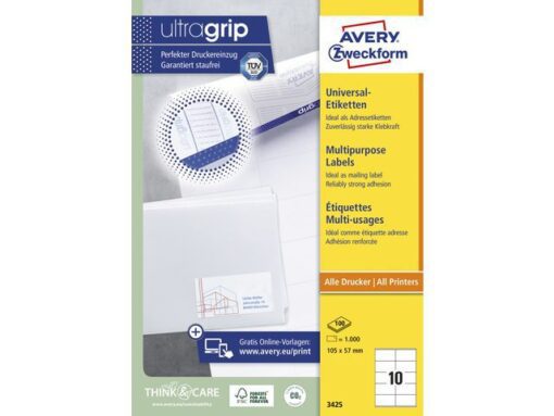 Etiket Avery ILK 105x57mm 100 vel 10 etiketten per vel wit