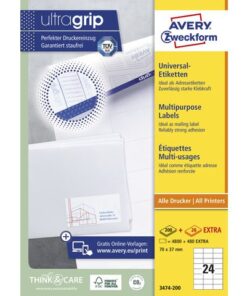 dankzij Avery Zweckform universele etiketten. Lopen niet vast in de printer dankzij JamFree. Bespaar tijd met de gratis en eenvoudig te gebruiken Avery templates en software voor Microsoft Office. Gemaakt van FSC gecertificeerd papier afkomstig uit duurzaam onderhouden bos.